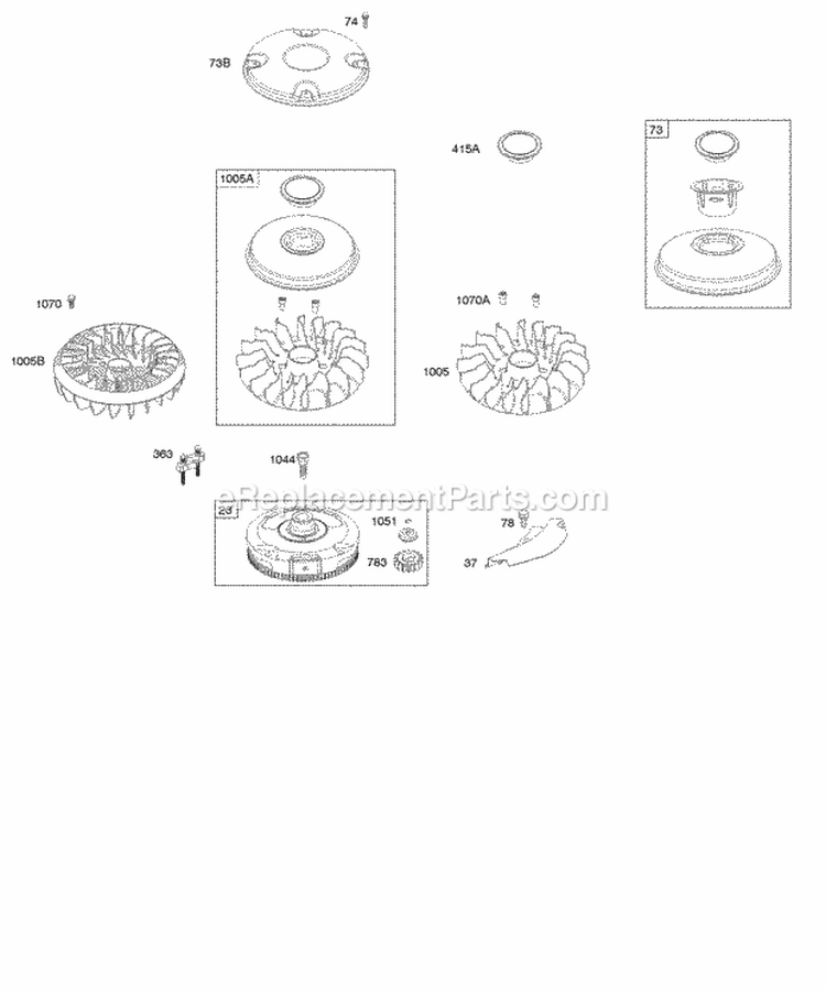 Flywheel Diagram and Parts List for 31D707-0193-E1  Briggs and Stratton Engine
